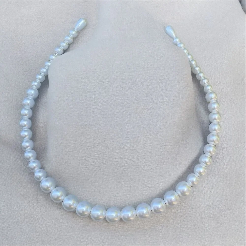 NWOT New Anthropologie Pearl Headband/Choker Necklace & Black Velvet Hair Bow